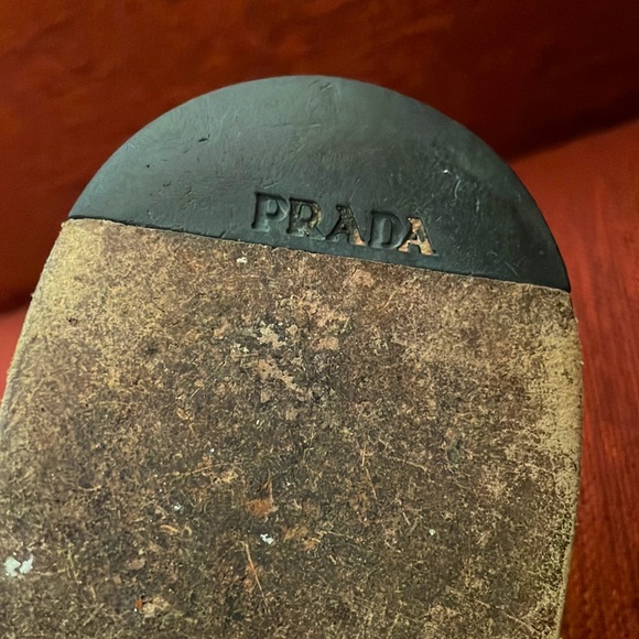 Prada Mens Oxford Square Toe Dress Shoes Vero Cuoio Soles Made In Italy - Picture 4 of 7